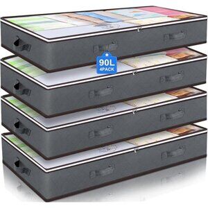 90L Under Bed Storage Containers, Closet Organizers and Storage Bins, Foldable